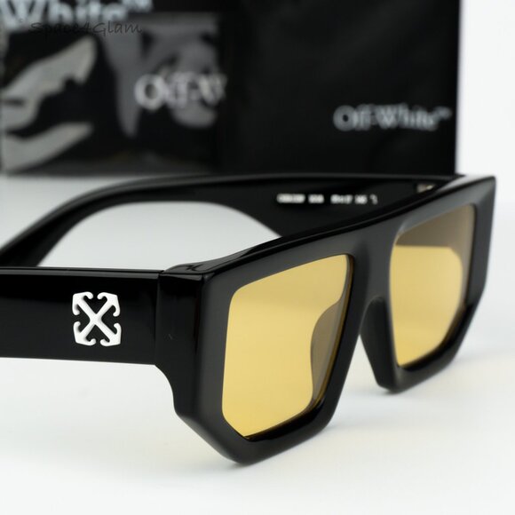 Off-White Women Sunglasses Black Yellow Square OERI13F VANCOUVER 1018 BRAND NEW - Picture 4 of 14